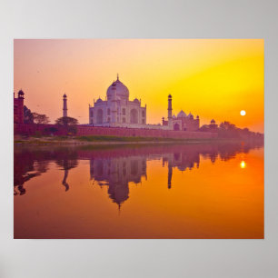 Monuments Taj Mahal at Sunset Poster