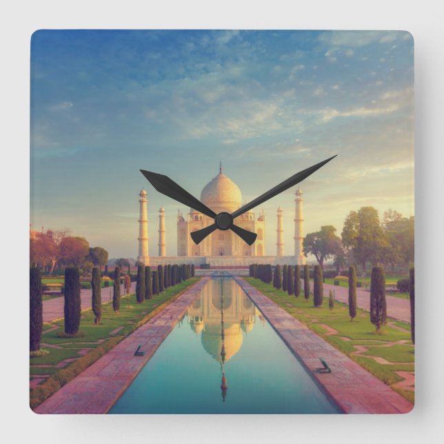 Monuments | Taj Mahal Colours Square Wall Clock (Front)