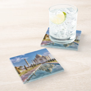 Monuments Taj Mahal Sunrise Glass Coaster