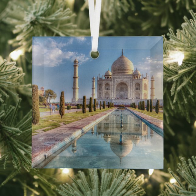 Monuments | Taj Mahal Sunrise Glass Tree Decoration (Insitu)