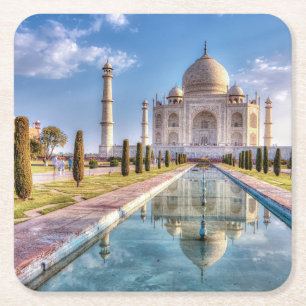 Monuments Taj Mahal Sunrise Square Paper Coaster