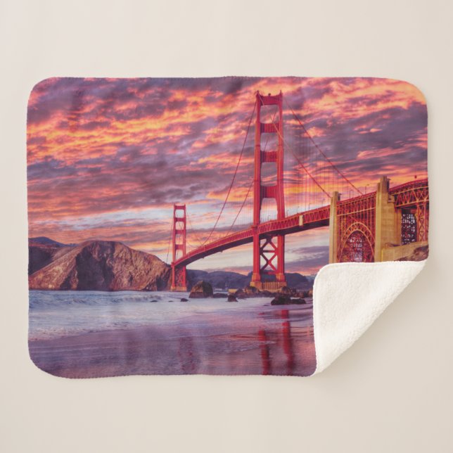 Monuments | The Golden Gate San Francisco, CA Sherpa Blanket (Front (Horizontal))