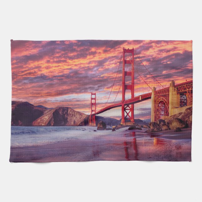Monuments | The Golden Gate San Francisco, CA Tea Towel (Horizontal)