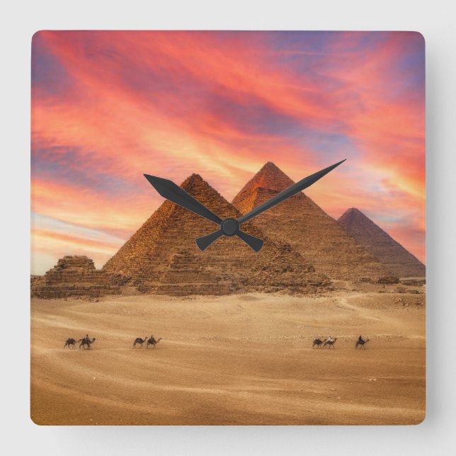 Monuments | The Great Pyramids Square Wall Clock (Front)