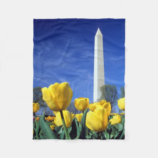 Monuments | Washington Monument in Spring Fleece Blanket (Front)