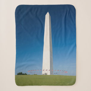 Monuments   Washington Monument with Flags Sherpa Blanket