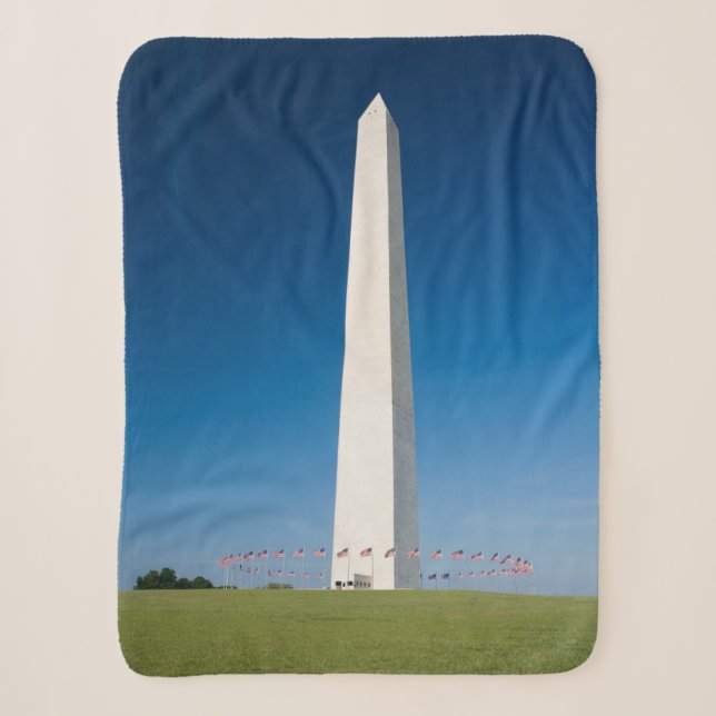 Monuments | Washington Monument with Flags Sherpa Blanket (Front)