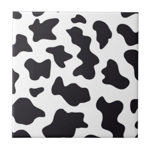 MOO Black and White Dairy Cow Pattern Print Gifts Tile