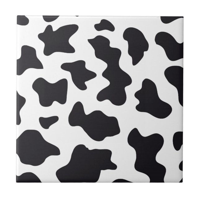 MOO Black and White Dairy Cow Pattern Print Gifts Tile (Front)