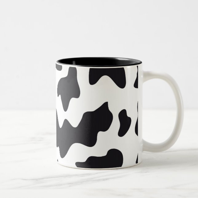 MOO Black and White Dairy Cow Pattern Print Gifts Two-Tone Coffee Mug (Right)