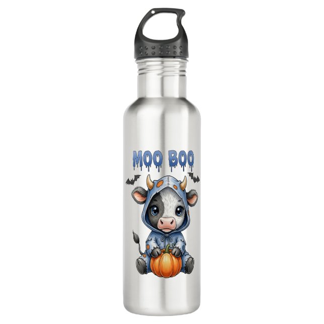 Moo Boo Halloween Cow 710 Ml Water Bottle (Front)