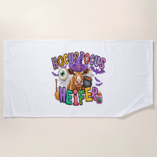Moo Boo Halloween Cow Beach Towel