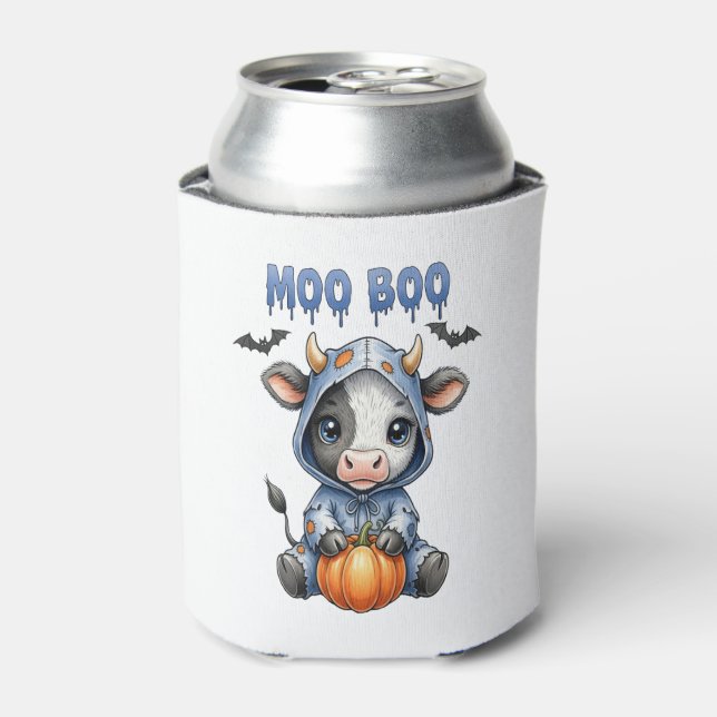 Moo Boo Halloween Cow Can Cooler (Can Front)