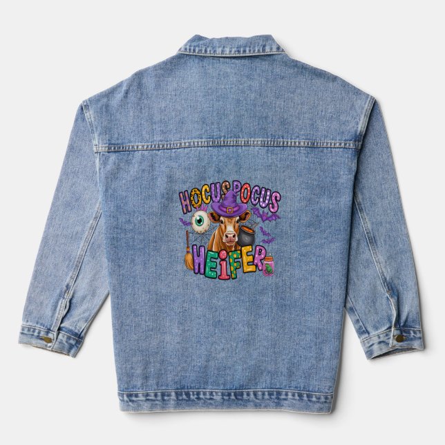 Moo Boo Halloween Cow Denim Jacket (Back)