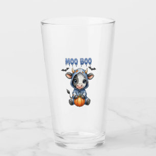 Moo Boo Halloween Cow Glass