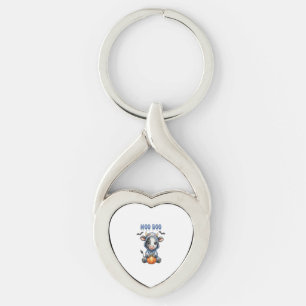 Moo Boo Halloween Cow Key Ring