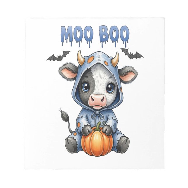 Moo Boo Halloween Cow Notepad (Front)