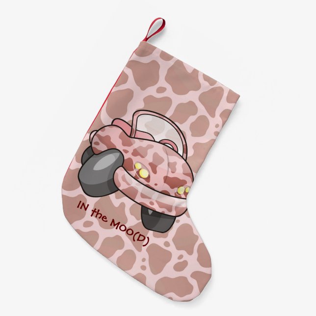 Moo Car Small Christmas Stocking (Front (Hanging))