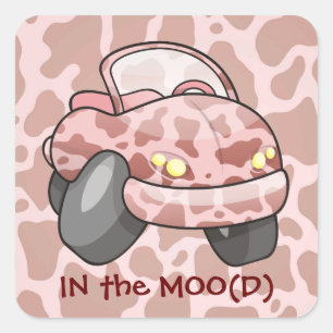 Moo Car Square Sticker