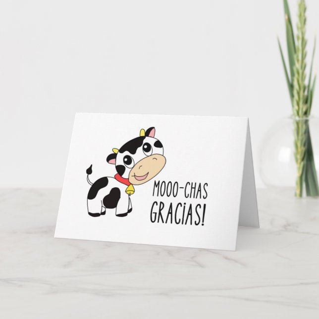 Moo-chas Gracias! Cute Thank You Card (Horizontal) (Front)
