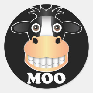 Moo - Classic Round Sticker, Glossy Sticker