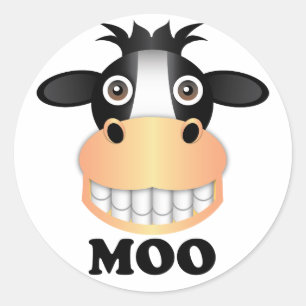 Moo - Classic Round Sticker, Glossy Sticker
