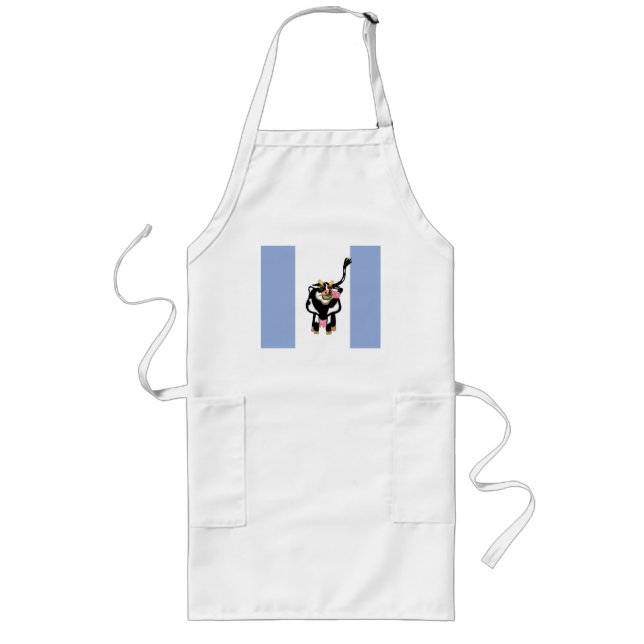 Moo Cow Blue Long Apron (Front)