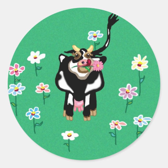 Moo Cow Classic Round Sticker (Front)