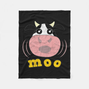 Moo Cow Funny Farm Animals Farmer Calf Heifer Milk Fleece Blanket