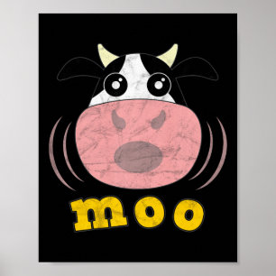 Moo Cow Funny Farm Animals Farmer Calf Heifer Milk Poster