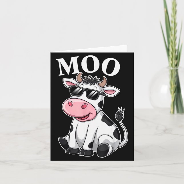 Moo Cow - Funny Farmer Cow For Men Women Kids Boys Card (Front)