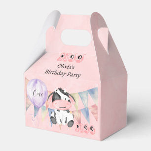 Moo Cow Girl 1st Birthday Party Custom Favour Box