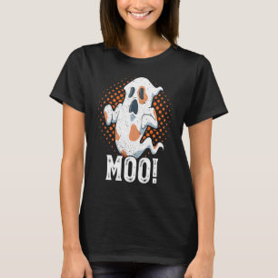 Moo Cow Print Halloween Ghost Pun Cow Halloween Mo T-Shirt