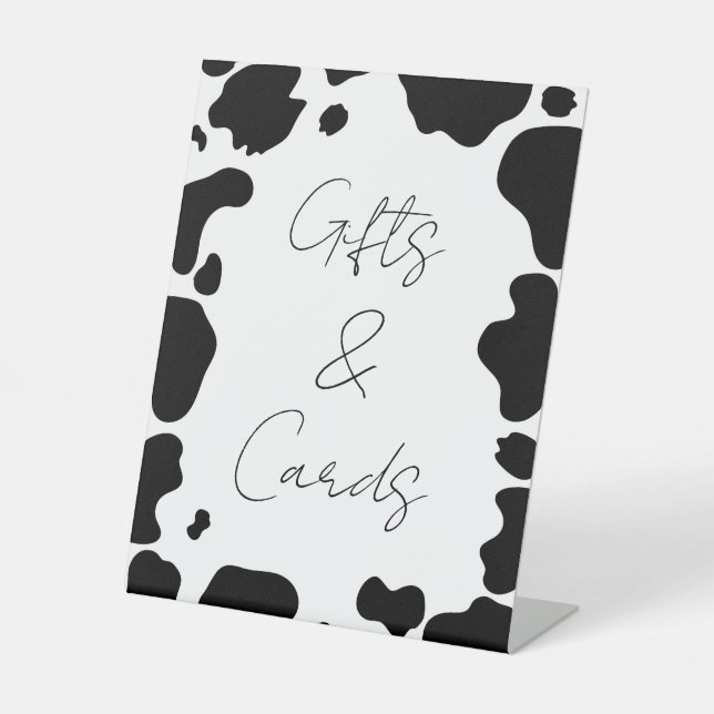 Moo Cow Spots Black White Wedding Gifts & Cards  Pedestal Sign (Front)