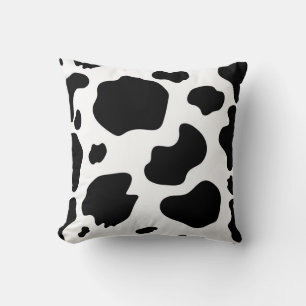 Moo Cow Spots Print Black & White Rustic Farm Cushion