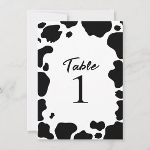 Moo Cow Spots Print Black White Table Number
