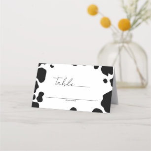 Moo Cow Spots Print Black White Table Number Place Card