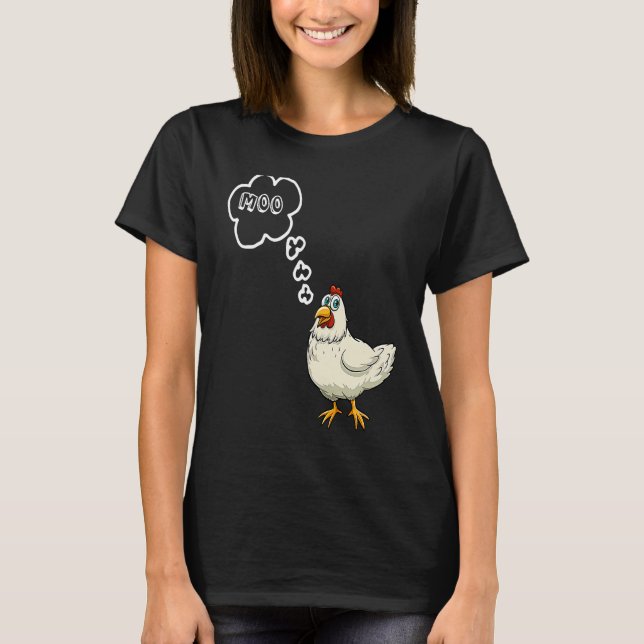 MOO  CowChicken Family  Farm Animal Apparel T-Shirt (Front)