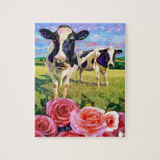 MOO COWS SMELLING OF ROSES JIGSAW PUZZLE