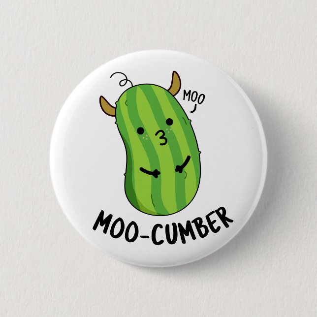 Moo-cumber Funny Veggie Cucumber Pun  6 Cm Round Badge (Front)
