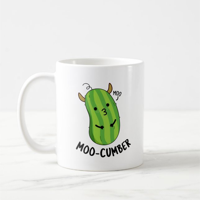 Moo-cumber Funny Veggie Cucumber Pun  Coffee Mug (Left)