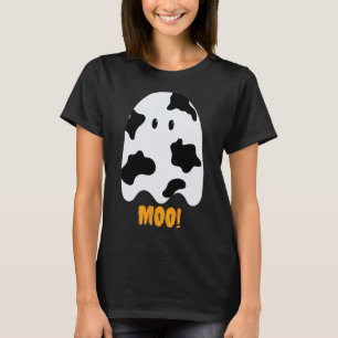 Moo! Cute Fun Cow Print Ghost Halloween Tee