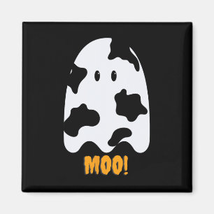 Moo! Cute Fun Cow Print Ghost Halloween Tee Magnet