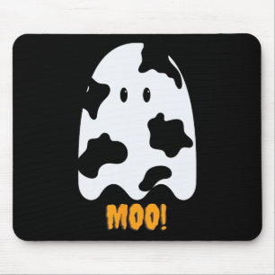 Moo! Cute Fun Cow Print Ghost Halloween Tee  Mouse Pad
