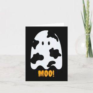 Moo! Cute Funny Cow Print Ghost Halloween Tee Card