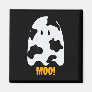 Moo! Cute Funny Cow Print Ghost Halloween Tee Magnet