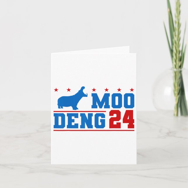 Moo Deng 24 Funny Hippo Moo Deng Zoo Hippopotamus  Card (Front)