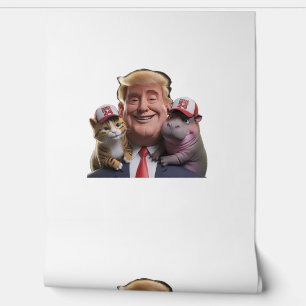 Moo Deng 24 Trump’s Wild Ride with Cat and Hippo! Wallpaper