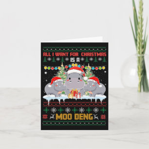 Moo Deng All Want For Christmas Hippopotamus Hippo Card
