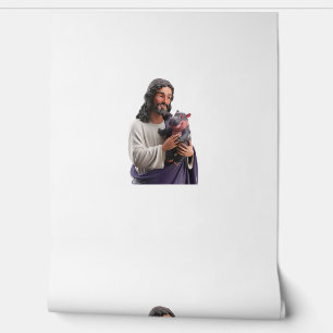 Moo Deng and Jesus A Loving Scene of Faith and Joy Wallpaper